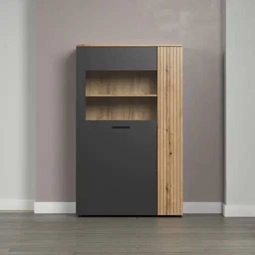 Highboard - B ca. 90 cm, Anthrazit, Eiche Coast Evoke Nachbildung