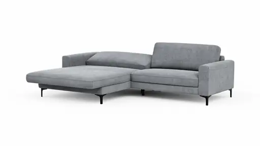Ecksofa Oviedo - Longchair links mit 1,5-Sitzer inkl. Relaxfunktion (motorisch), Stoff, Grau