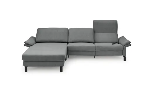 Ecksofa CALM PREMIUM 2.0 - Longchair links mit 3-Sitzer, Relaxfunktion motorisch, Armlehne verstellbar, Stoff, Anthrazit