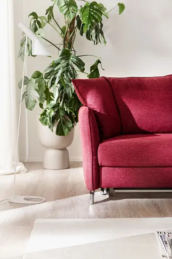 Sofa - 2-Sitzer, Relaxfunktion/Schlaffunktion, Stoff, Rot