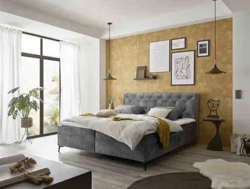 Boxbett - Liegefläche ca. 180x200 cm, Stoff, Anthrazit