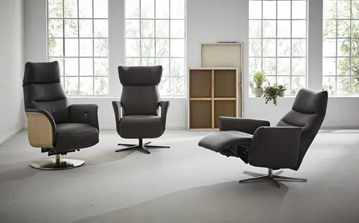 Relaxsessel Trona - Größe L, inkl. Relaxfunktion/ Kopfteil verstellbar (motorisch), Leder, Anthrazit