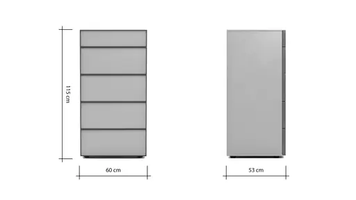 Kommode Loretto - BHT ca. 60x115x53 cm, Lack matt, Anthrazit