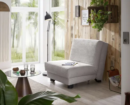  Faltsessel Easy Optik A - ohne Armlehnen inkl. Schlaffunktion, Cord, Hellgrau