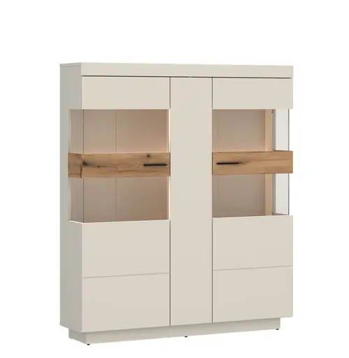 Vitrine - mit Beleuchtung, B ca. 125 cm, Kaschmir, Coast Evoke Eiche Nachbildung