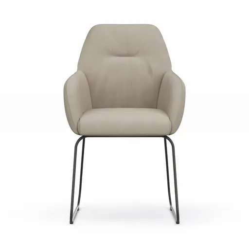 Armlehnstuhl Noli - Leder, Limone, Kufe