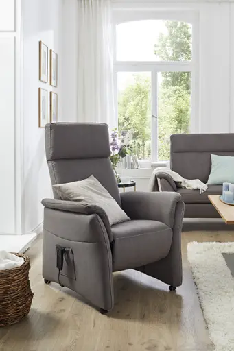 Relaxsessel Arima - Relaxfunktion (motorisch), Kopfteil verstellbar, Stoff, Dunkelbraun