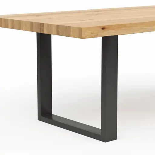 Esstisch Clifton - LB ca. 220x100 cm, Wildeiche massiv, Schwarz verfüllt