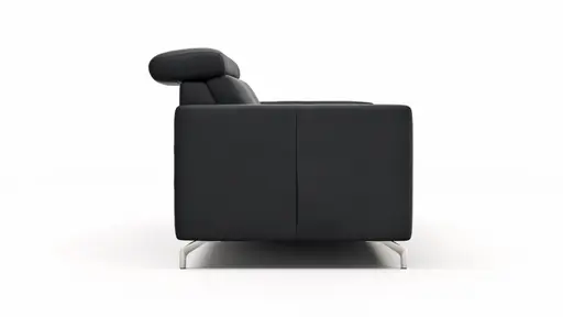 Sofa Paulina - 2,5-Sitzer, Kopfteil verstellbar, Leder, Schwarz