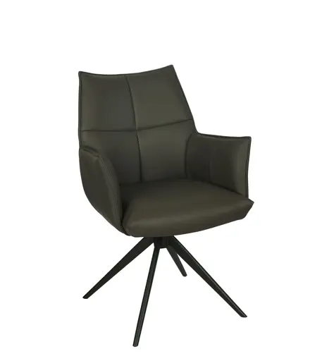 Armlehnstuhl MELE - drehbar, Leder, Dunkelbraun