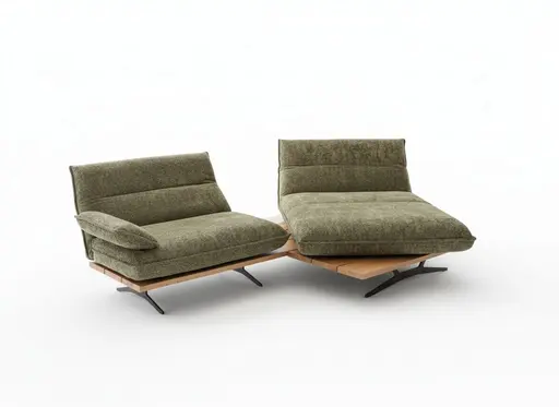 Sofa - 2-Sitzer, Kopfteil/Armlehne/Sitztiefe verstellbar, Stoff, Olivgrün