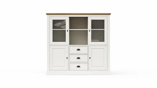 Highboard Louisiana - teilmassiv, Weiß