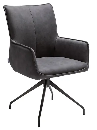Armlehnstuhl Calyra - drehbar, Stoff, Anthrazit