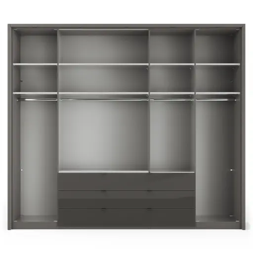 Drehtürenschrank Marbella - B. ca. 257cm, Korpus, Front Glas, Weiß