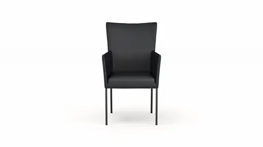 Armlehnstuhl Penthouse - Leder, Schwarz, 4 Fuß, Metall, Schwarz