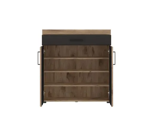 Kommode- Eiche Dekor, Dunkelgrau