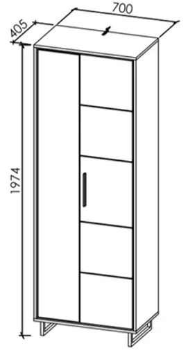 Garderobenschrank - B ca. 70 cm, Kreidefarben, Eiche bianco massiv geölt