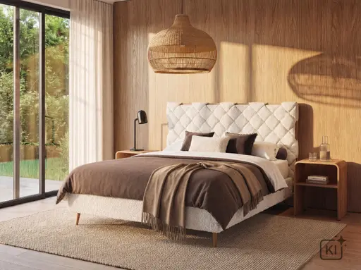 Boxspringbett Soria - Liegefläche ca. 180x200 cm, Stoff, Ecru