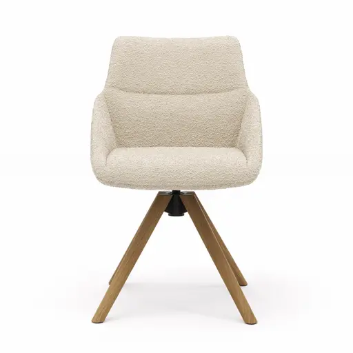 Stuhl Maluhia - mit niedriger Armlehne, drehbar, Stoff, Beige