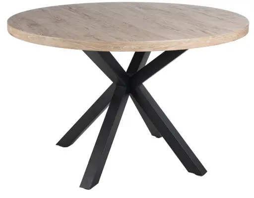 Esstisch - Ø/H ca. 120x76 cm, Wildeiche Nachbildung, Schwarz