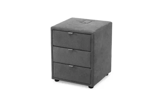 Nachttisch- Inkl. Ladeport, Stoff, Dunkelgrau