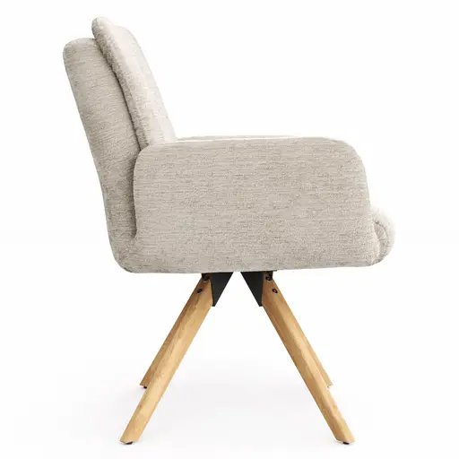 Armlehnstuhl Evania - Dreh und Relax-Funktion, niedriger Rücken, Stoff, Ecru