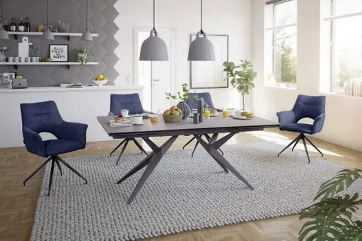 Esstisch MICHELA - ausziehbar, LB ca. 95x180 cm, Keramik, Dunkelgrau