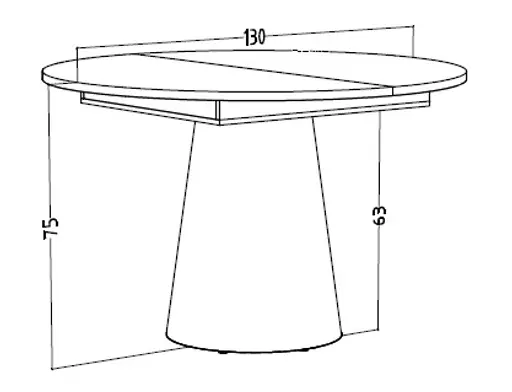 Esstisch - ausziehbar, Ø/H ca. 130x75 cm, Keramikoptik grau, Schwarz