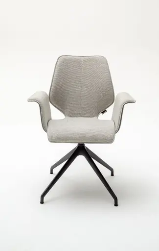 Armlehnstuhl Penthouse - Stoff, Hellgrau, Leder, Grau