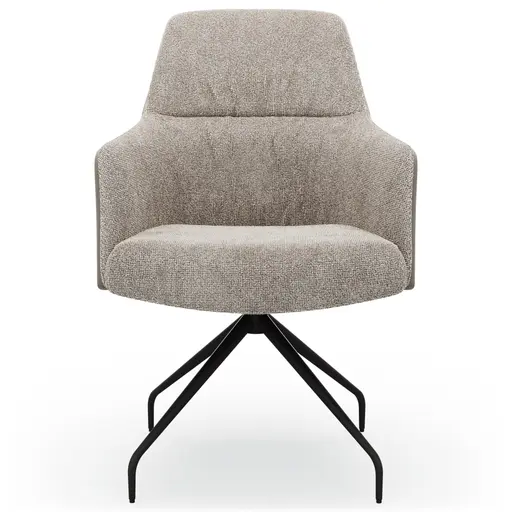 Armlehnstuhl Sagres - drehbar, Stoff & Leder, Graubeige, Creme