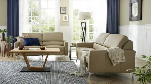 Sofa Valera - 2-Sitzer, Leder, Taupe