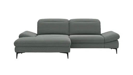 Ecksofa Alegria - Longchair links mit 1,5-Sitzer inkl. Kopfteil/ Armlehne/ Sitztiefe verstellbar, Stoff, Eisblau