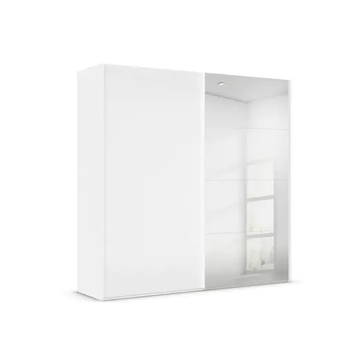 Schwebetürenschrank ROVERO- B ca. 225 cm, Weiß, Spiegel