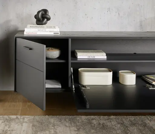 Lowboard Estana - Eiche massiv, Anthrazit 