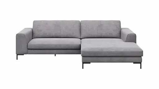 Ecksofa Solano - 1,75-Sitzer mit Longchair Rechts, Stoff, Grau
