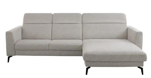 Ecksofa Rafaela 2.0 - 2,5-Sitzer mit Longchair rechts inkl. Kopfteilverstellung, Stoff, Champagner