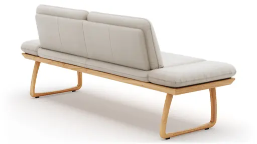 Bank Kamari - Breite ca. 208cm, Seitenteile verstellbar, Leder, Kitt