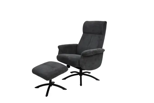 TV-Sessel MORTON mit Hocker - drehbar, Relaxfunktion, Stoff, Grau