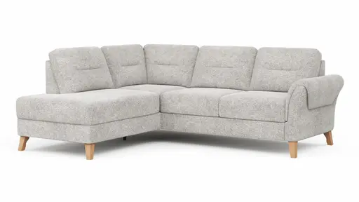 Ecksofa Almyra - Ottomane links mit 2,5-Sitzer, Stoff, Silbergrau