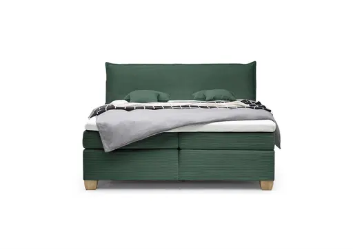  Boxspringbett HADAI- Liegefläche ca. 180x200 cm, Stoff, Opalgrün, Bonell, Inkl. Topper