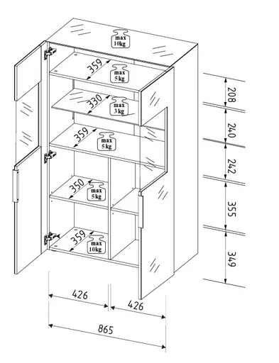 Vitrine- inkl. LED-Beleuchtung, Anthrazit