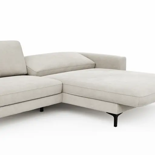 Ecksofa Oviedo - 1,5-Sitzer mit Longchair rechts inkl. Relaxfunktion (motorisch), Stoff, Natur