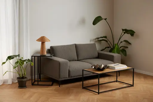 Couchtisch - LB ca. 100x50 cm, Wildeiche Nachbildung, Schwarz