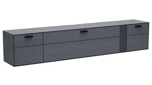 Lowboard Estana - Eiche massiv, Anthrazit 