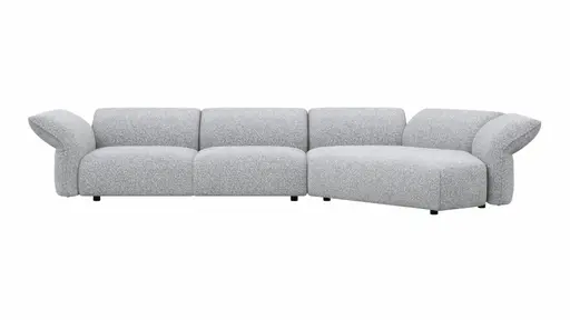 Trapezsofa Motone - 2-Sitzer mit Ecke rechts, Stoff, Hellgrau