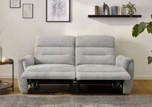 Sofa - 2,5-Sitzer, Relaxfunktion, Chenille, Hellgrau