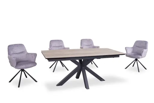 Armlehnstuhl MIRYA - drehbar, Stoff, Silberfarben