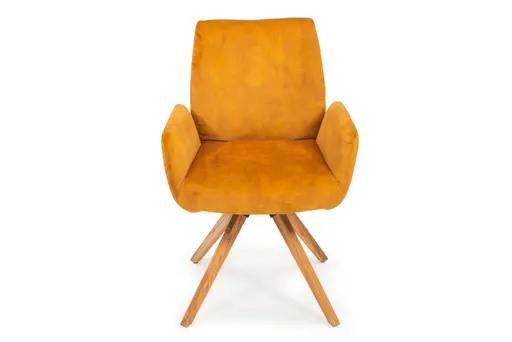 Armlehnstuhl - drehbar, Stoff, Gold