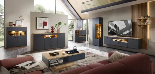 Couchtisch - mit Schubkasten, Eiche, Absetzung Graphit