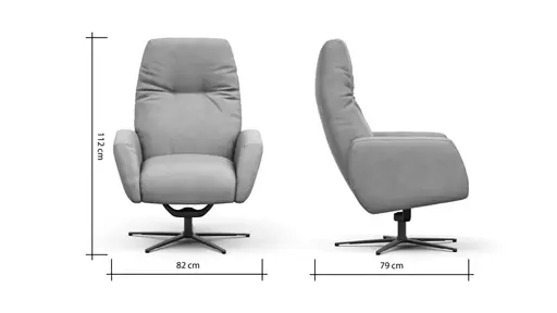 Einzelsessel Terni - Relaxfunktion, Sternfuss, Leder, Hellblau